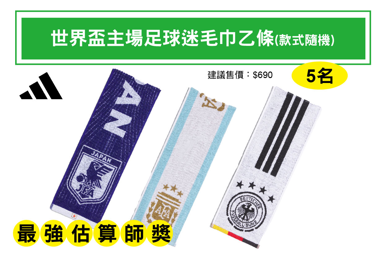 最強估算師獎－世界盃主場足球迷毛巾-款式隨機